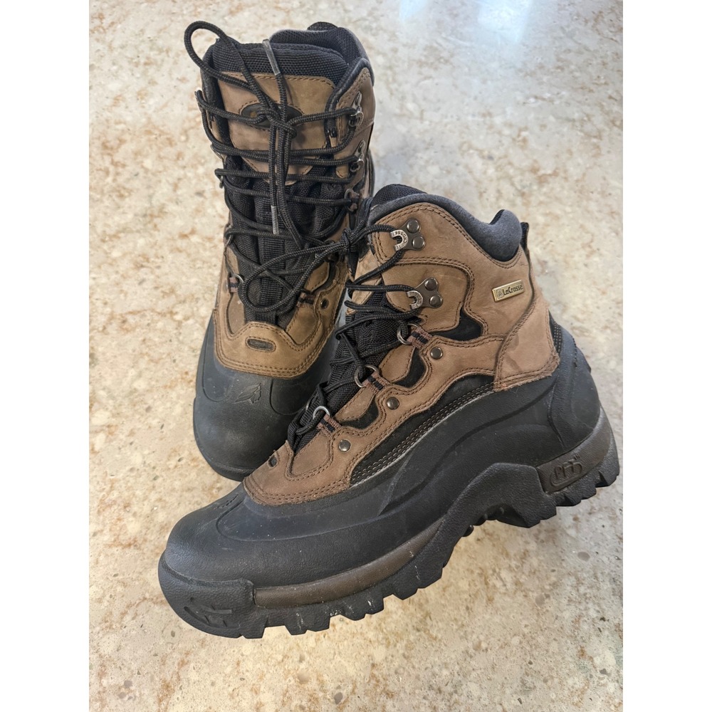 Lacrosse 461000 Mens Brown Leather Insulated Waterproof Hunting Boots Size 10M